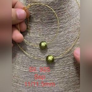 REAL SOUTH SEA PEARLS Omega/Eternity Necklace and Bracelet Silver 925 Set